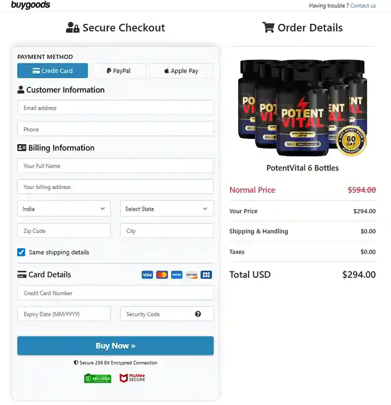 PotentVital PotentVital Order Page